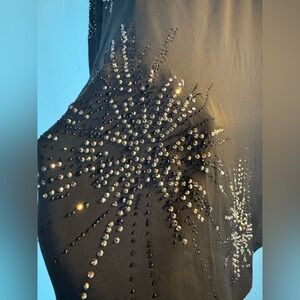 NWOT White House Black Market Black Blouse with Silver Embellishments